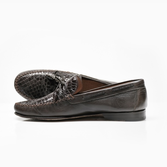 MEZLAN Bonds Driving Shoe/Loafer Moccasin with Crocodile Vamp in Brown Size 8M - Picture 6 of 12